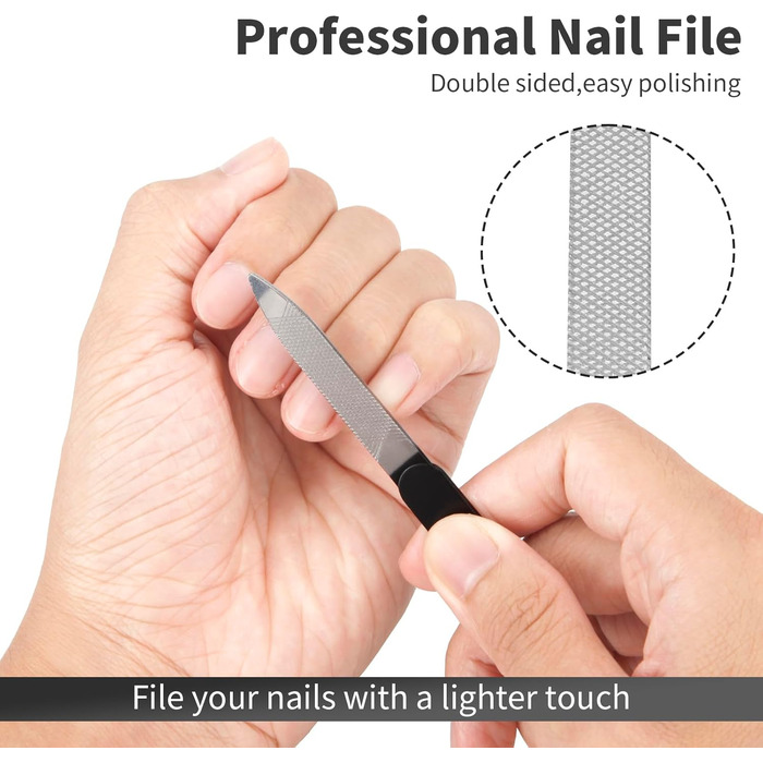 Набір для манікюру та педикюру Fingernagel 11 в 1 для товстих та врослих нігтів: кусачки, пилочки, інструменти для догляду за руками та ногами (чоловічі, жіночі, для літніх людей) з кейсом для подорожей