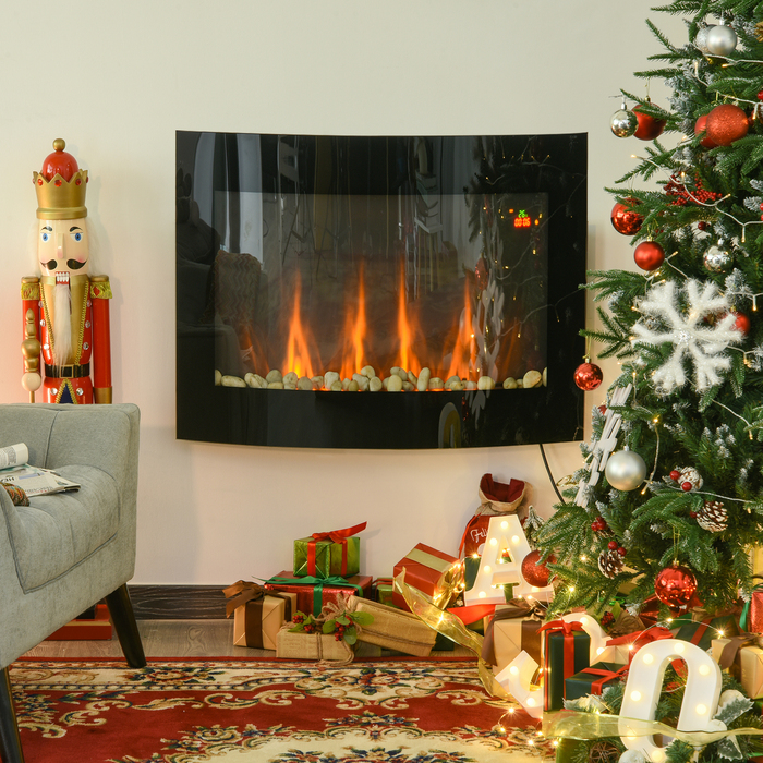 Електрокамін HOMCOM - камін-піч з електропідігрівом, 900/1800 Вт, LED-підсвічування, розмір 65 x 11,4 x 52 см, нержавіюча сталь та чорний колір. Ідеальний для створення затишної атмосфери та тепла.