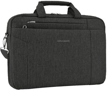 KROSER Laptop Bag 15.6 Inch Laptop Bag Briefcase Tablet Bag Shoulder Bag Crossbody Bag Water-Resistant Satchel Business Laptop Bag for Women and Men - Black MEHRWEG
