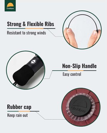 Чакіпі Парасолька велика, стійка до вітру, з відбиваючим покриттям для чоловіків та жінок – автоматичний парасолька-тростина, компактний, для подорожей, 210T покриття, промінь 106 см (Вишневий)