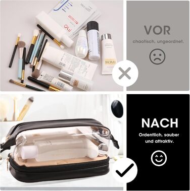 Косметичка для жінок велика чорна, водонепроникна, органайзер для макіяжу з відділенням для пензлів, для подорожей
