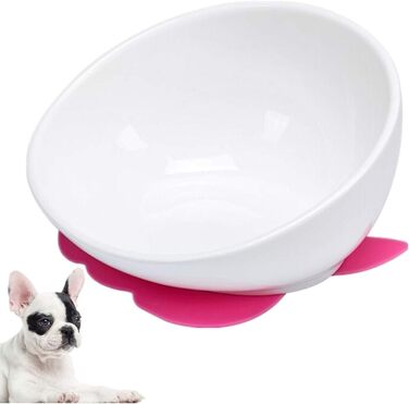 Миска для собак та котів JYHY Bulldog з кераміки, нахилена, з гумовою основою, 1.5 чашки (Чорна миска + стійка)