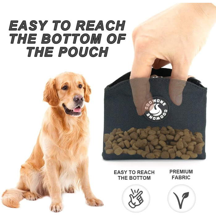 Сумка для ласощів для собак COOWONE, з магнітною застібкою, 900D Oxford, для дресирування та прогулянок, чорна