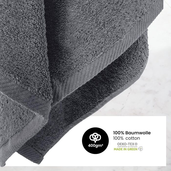Набір махрових рушників BaSaTex 8 шт, Öko-Tex Standard 100, антрацит/сірий (2 рушники для душу, 2 гостьові рушники та 4 маленькі рушники)