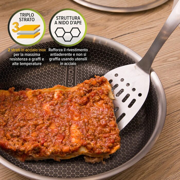 Сковорода KASANOVA Tri-ply з антипригарним покриттям Honeycomb, 24 см - для всіх типів плит та духовки