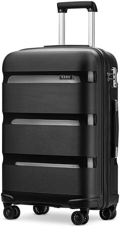 Чохол-валіза KONO 76см з TSA замком та 4 колесами. Валіза з поліпропілену, 100 літрів (Чорний, XL)