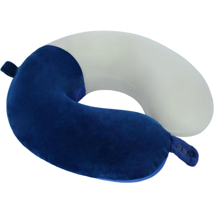 Подушка для шиї з піною з пам'яті, зручна та легка, ідеальна для сну в літаку, автомобілі, поїзді, автобусі та вдома, з чохлом для зберігання (Блакитна)