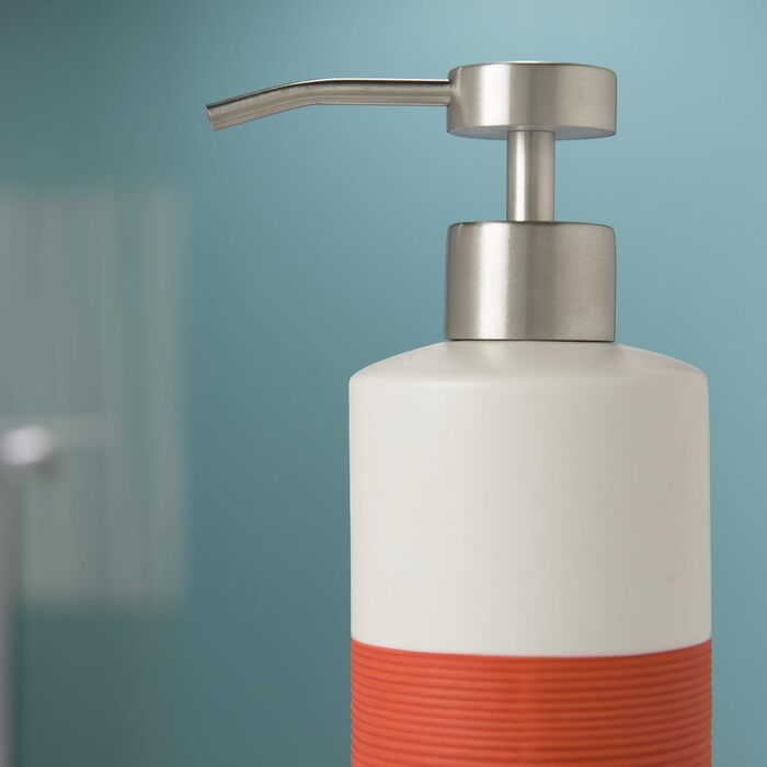 Дозатор для мила Sealskin Doppio, з натурального порцеляну, настільний, для ванної кімнати та кухні, ручна робота (Кораловий, Single)