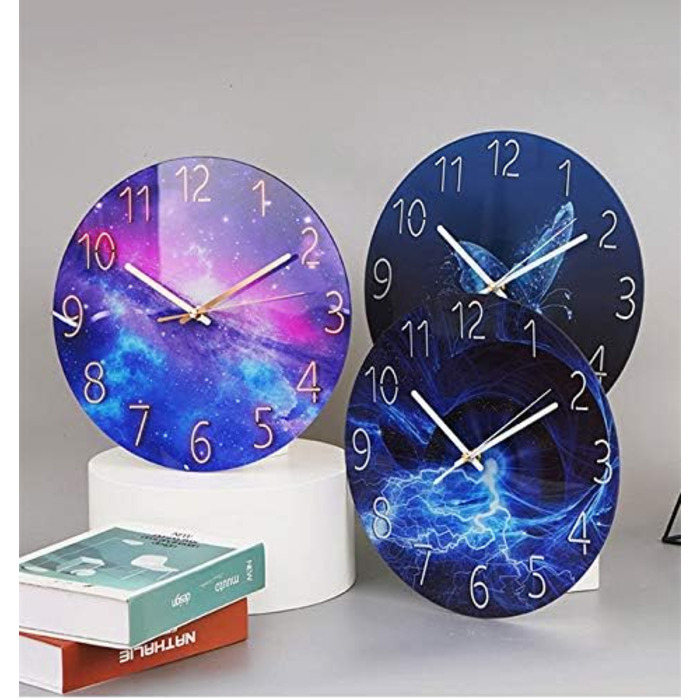 RAILONCH Silent Wall Clock Modern Design Wall Clock No Ticking for Living Room, Kitchen, Office, and Bedroom (D)