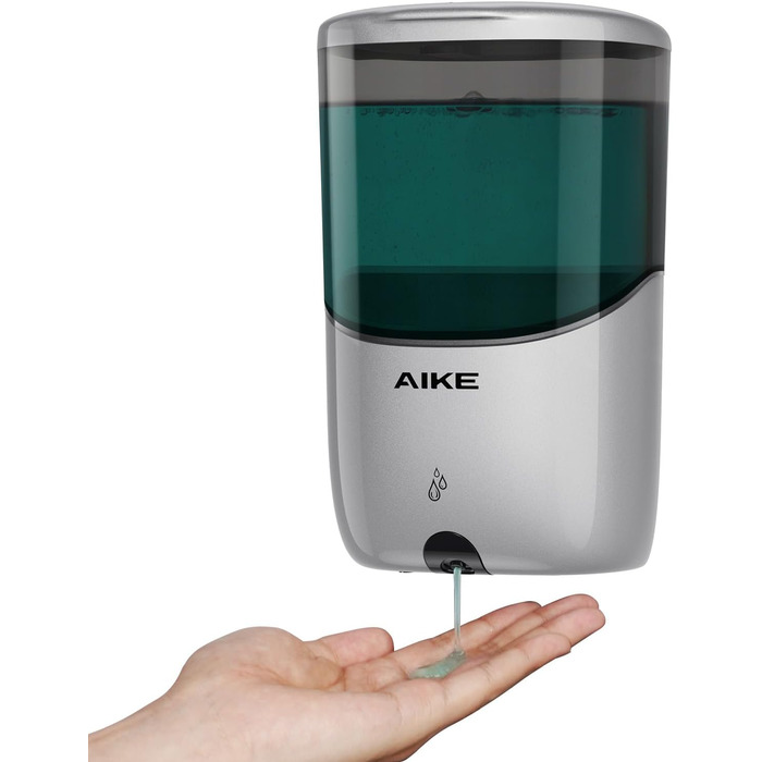 AIKE Soap Dispenser Automatic Wall Mount, 650 ml Silver Soap Dispenser Wall Mounting, Liquid Soap Dispenser for Bathroom and Kitchen, Model AK1216