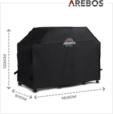 Чохол для гриля Arebos 163x61x122 см, водонепроникний, пилозахисний, для газових та BBQ грилів