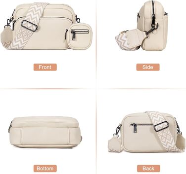 Сумка жіноча через плече крос-боді з PU шкіри бежевого кольору з відстібним ремінцем