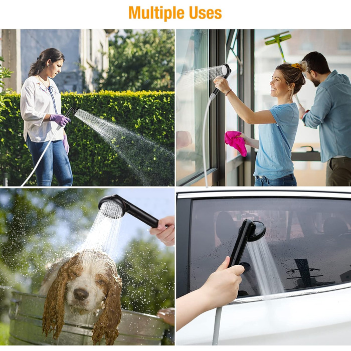 Asstikoo Portable Camping Shower, Camping Shower with Rechargeable Battery, Compact Rechargeable Electric Pump Shower Head for Camping, Pet Cleaning, Beach Washing, Hiking and Travel
