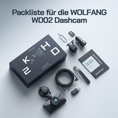 WOLFANG Dashcam: Автомобільна камера 2.5K+1080P з відеореєстратором, нічне бачення, 170° кут огляду, WDR, паркувальний режим, G-сенсор, циклічна запис, внутрішня камера, 32GB SD-карта