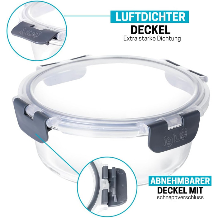 Набір контейнерів для їжі Igluu Meal Prep з боросилікатного скла (10 шт.) – мікрохвильовка, духовка, морозильник, посудомийна машина, не протікають, 370 та 1050 мл