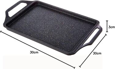 Гриль-плита WECOOK! Ecochef Titan 43x25 см, алюмінієва, антипригарна, для індукції та всіх плит, знімні силіконові ручки, чорна