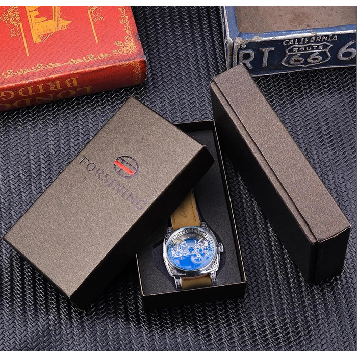 Годинник чоловічий FORSINING, квадратний, ретро, механічний, з автопідзаводом, з відкритим механізмом, золотий скелет, вінтажний, з шкіряним ремінцем (срібний)