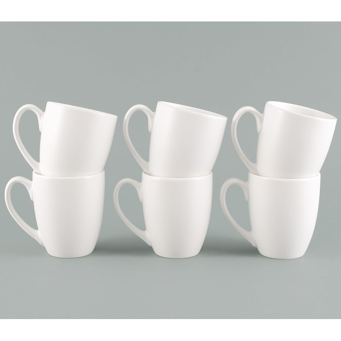 Hansekitchen Coffee Mug Set Large – Coffee Cups made of high-quality and sturdy ceramic, large handles, large mugs (White, Set of 6)
