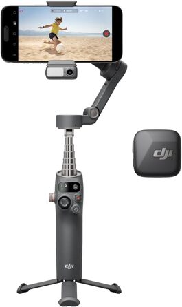 Стабілізатор DJI Osmo Mobile 7P+Mic Mini TX (Infinity Schwarz) для iPhone/Android, 3-осьова стабілізація, вбудований мікрофон та штатив