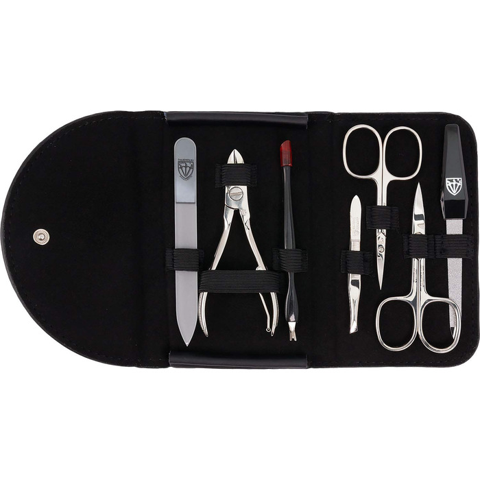 Набір для манікюру DREI SCHWERTER 'Romagna' 7 предметів | Німецька якість, вишуканий дизайн Straussoptik | У футлярі з екошкіри (бордовий)