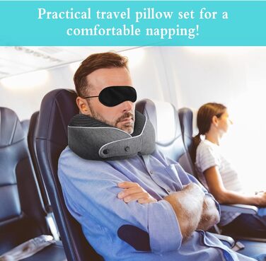 Подушка для шиї в подорожах, Memory Foam, ергономічна, з маскою для сну та навушниками, у чохлі