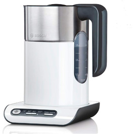 Електрочайник Bosch TWK8611P, 1.5 л, 2400 Вт, білий, з автоматичним вимкненням, захистом від перегріву, вибором температури та функцією підтримки тепла