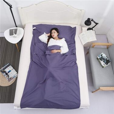 Calayu Portable Sleeping Bag, Travel Sleeping Bag Travel Blanket made of Polyester Fiber with Storage Bag for Travel, Hotels, Camping