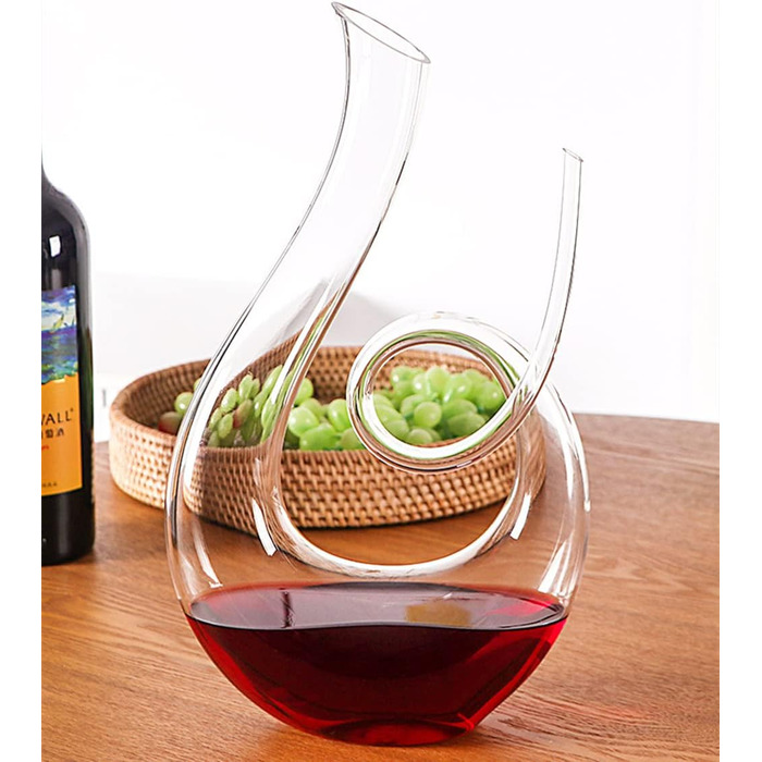 Wine Carafe - 100% Lead-Free Crystal Glass Wine Carafe Hand-Blown Red Wine Decanter Carafe (Spiral)