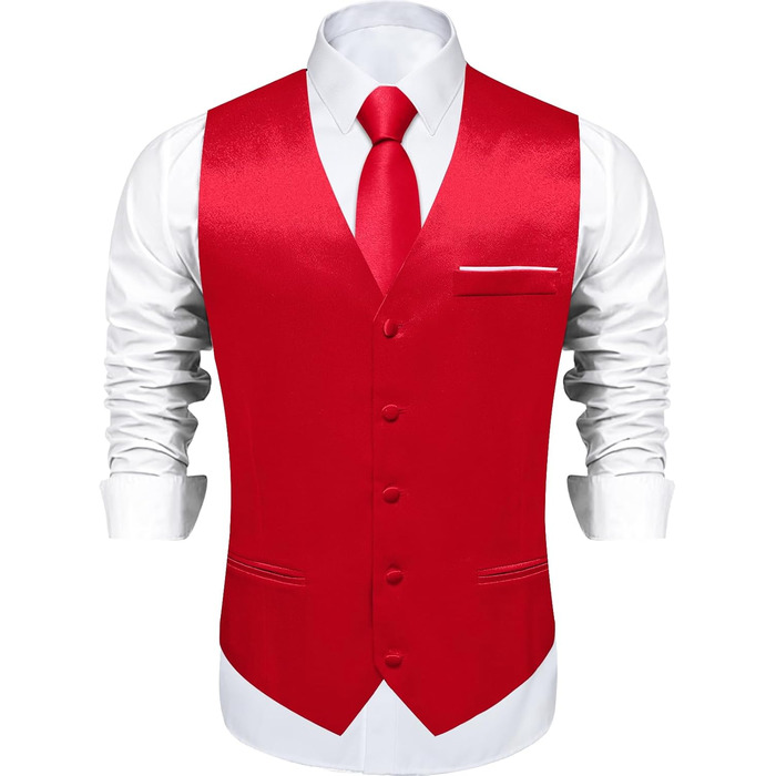 Костюм-жилет та краватка DiBanGu для чоловіків, 8 предметів, однотонний, для вечірнього вбрання, весілля, офіційних заходів (S, Червоний/Відпустка)