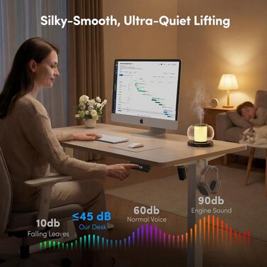 Регульований по висоті письмовий стіл FEZIBO 160x80 см з USB-C та USB-A портами для зарядки, колір дуб