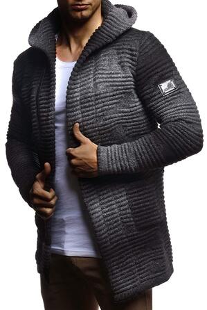 Чоловічий светр-кардиган Leif Nelson з капюшоном та блискавкою - теплий чоловічий светр з м'якого трикотажу для зими