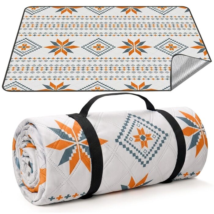 Плед для пікніка водонепроникний 200x200 см, пляжний килим без піску, складаний, з ручкою для перенесення (на 4-6 осіб) - ідеально для пляжу, кемпінгу та пікніків