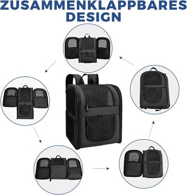 Рюкзак для собак та котів Apollo Walker - зручний та дихаючий, для малих тварин (2-15 кг), чорний