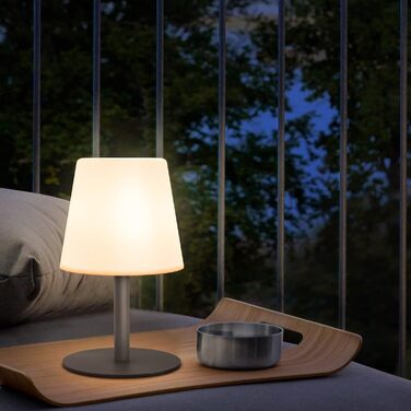 Акумуляторний світлодіодний настільний світильник MALUX з димером, теплий/холодний світ (3000K/7500K), водонепроникний IP44, сірий - для дому та саду