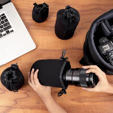 Набір об'єктивів BELLE VOUS 4 шт. чорного кольору з водонепроникним чохлом з неопрену для універсальних DSLR-об'єктивів