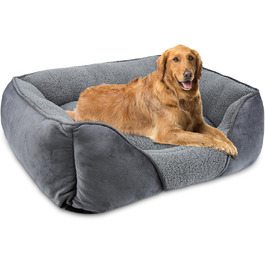 FURTIME Dog Bed for Medium and Large Dogs, Washable Fluffy Dog Basket, Non-Slip Dog Bed, Anti-Anxiety, 76x61x23cm (XXL(106x80x23cm))