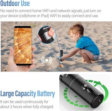 Цифровий мікроскоп Skybasic з Wi-Fi, 50x-1000x, 2.0 MP, 8 LED, сумісний з Android/iOS/Windows/MAC