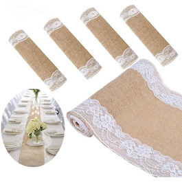 JIUERYY Natural Jute Table Runner Wedding Decoration - 30 * 275CM, 5 Pack