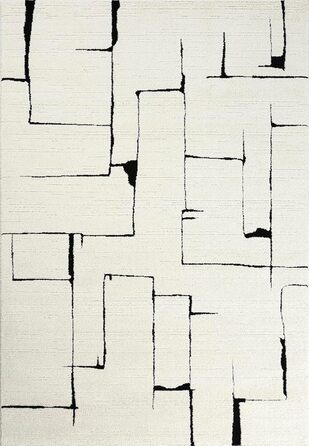 Килим Everest - сучасний короткий ворс для вітальні та спальні з ефектом висоти-низькості, 3D ефект, висока щільність ворсу та приємна м'якість, абстрактний дизайн, кремовий колір (80 x 150 см)