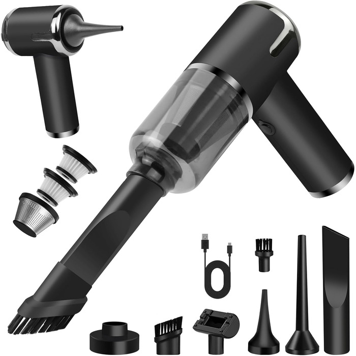 Акумуляторний пилосос AGARLE для авто, ручний міні-пилосос, багатофункціональний з насадкою, для видалення шерсті тварин, потужність 6000 Па