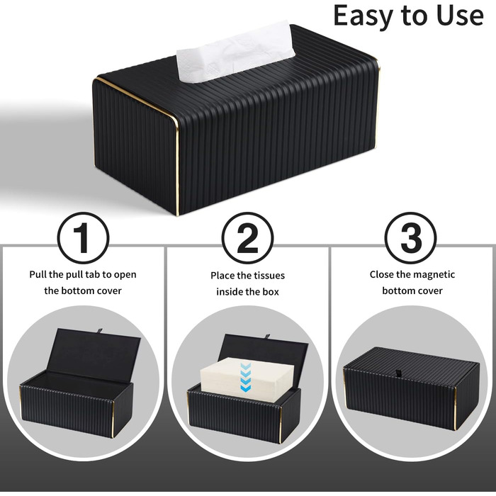 Скляниця для серветок з PU шкіри, чорна в смужку