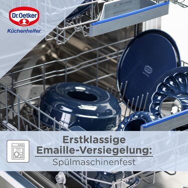 Dr. Oetker Casserole/Bread/Cake Pan, 30 cm Baking - Lovely Enamel, robust, with scratch-resistant enamel sealing, for juicy cakes and hearty breads, Quantity: 1 piece, Color: blue