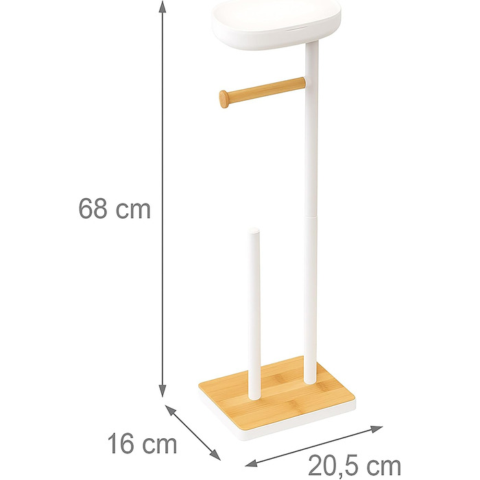 Підставка для туалетного паперу Relaxdays з полицею, білий/натуральний, 68x20,5x16 см