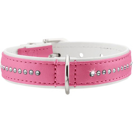 Нашийник для собак HUNTER MODERN ART LUXUS, штучна шкіра, стрази, розмір 37 (XS-S), рожевий/білий