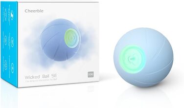 Interactive Dog Toy Ball, Wicked Ball Dog, Self-Moving Dog Toy Movable with 3 Interactive Modes, Self-Rolling Ball Dog Interactive with LED Lights, Blue