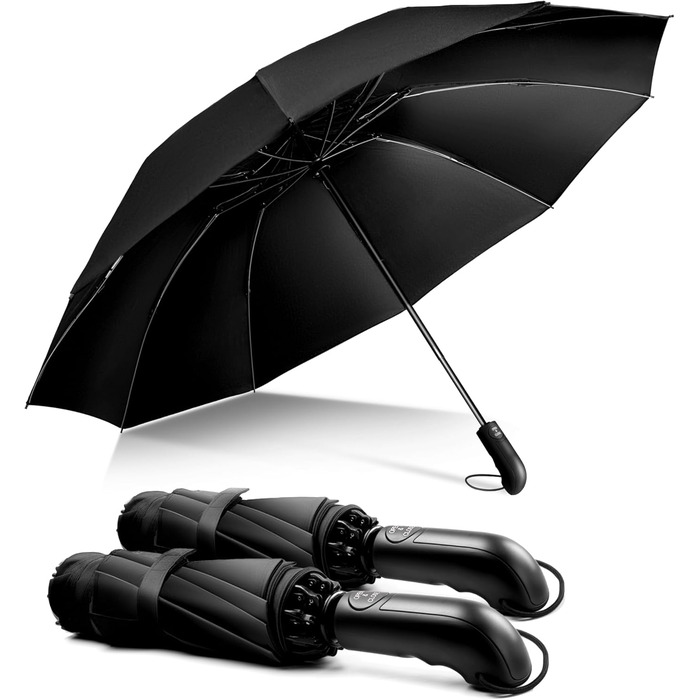 Чоловічий парасолька від дощу Conlun Kompakter, штормостійка, автоматична, чорна (2 шт., 117 см)