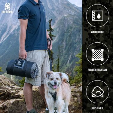 Килимок для собак OneTigris 110x68 см, велюровий, з неслизьким дном, для великих та середніх собак, подорожей, кемпінгу, на вулицю, двосторонній, зручний у транспортуванні, сірий