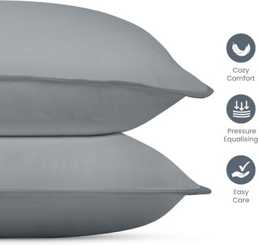 Utopia Bedding Pillow Set (2-Pack), 40 x 80 cm Sleeping Pillow, Breathable and Soft Pillow (Grey) 40x80 cm (2 Pack) Grey 2