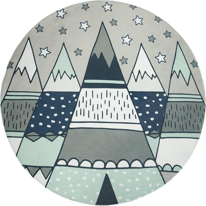 Дитячий килим Paco Home для хлопчиків та дівчаток 3D, Пастельні гори, хмари, зірки, 160x230 см, Сірий