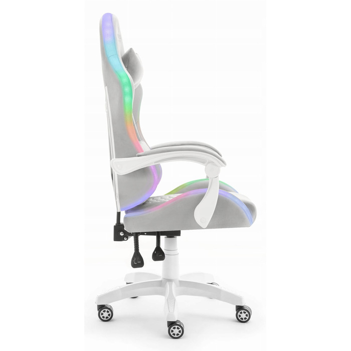 Ігрове крісло Hell's Chair HC-1000, сіра тканина, LED RGB, з подушками